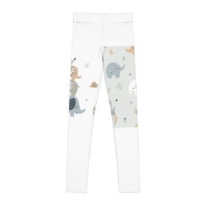 Kids Elephant & Rainbow Print Youth Leggings — Cute Safari Pattern AOP