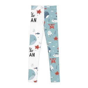 Kids Ocean Animal Leggings – “Hello Ocean” Whale & Sea Creature Print