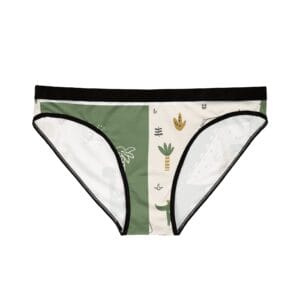 Dino Print Women's Bikini Briefs — Cute Green Cartoon Dinosaurs All-Over Print