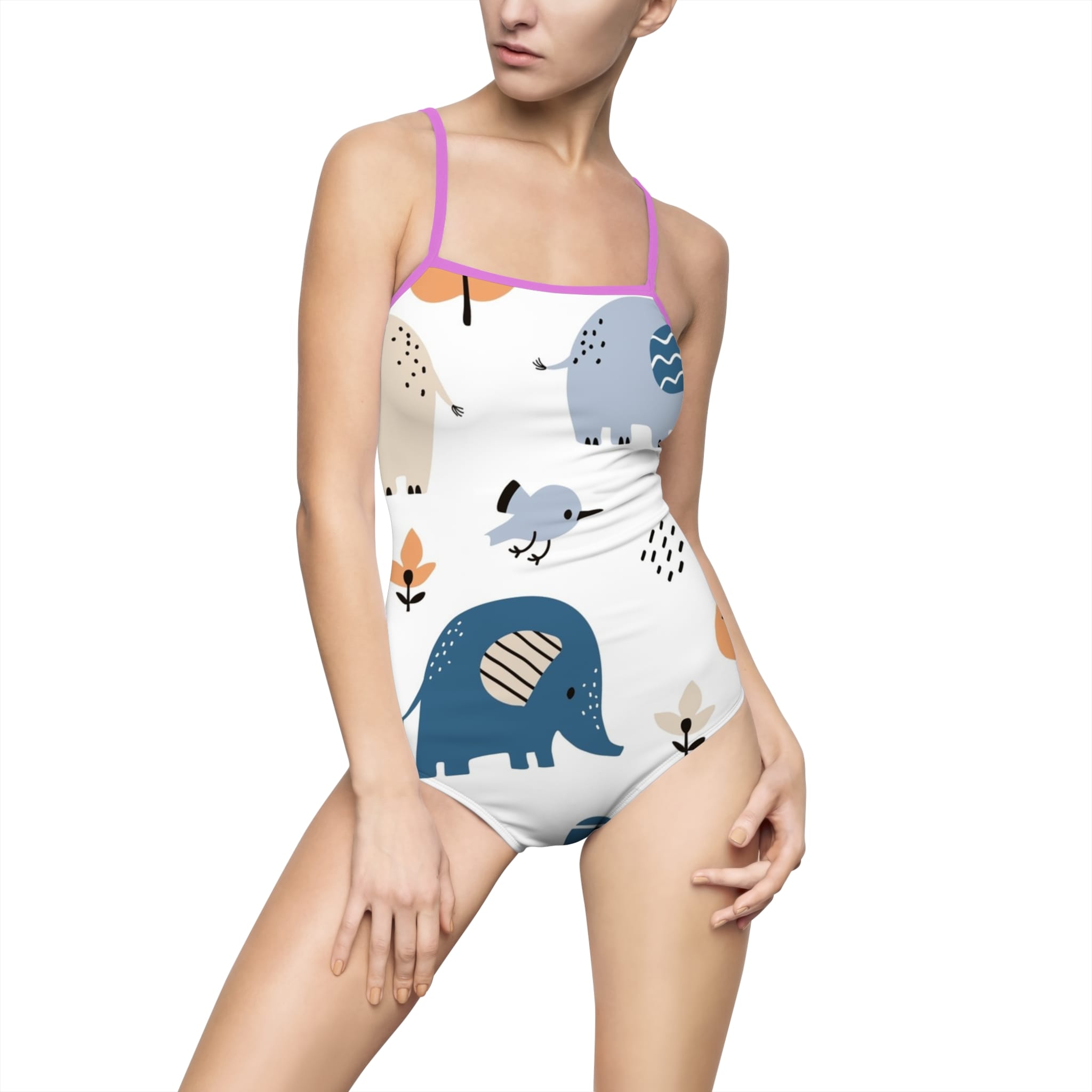Elephant Print One-Piece Swimsuit — Cute Safari Baby Animal Swimwear - Image 29
