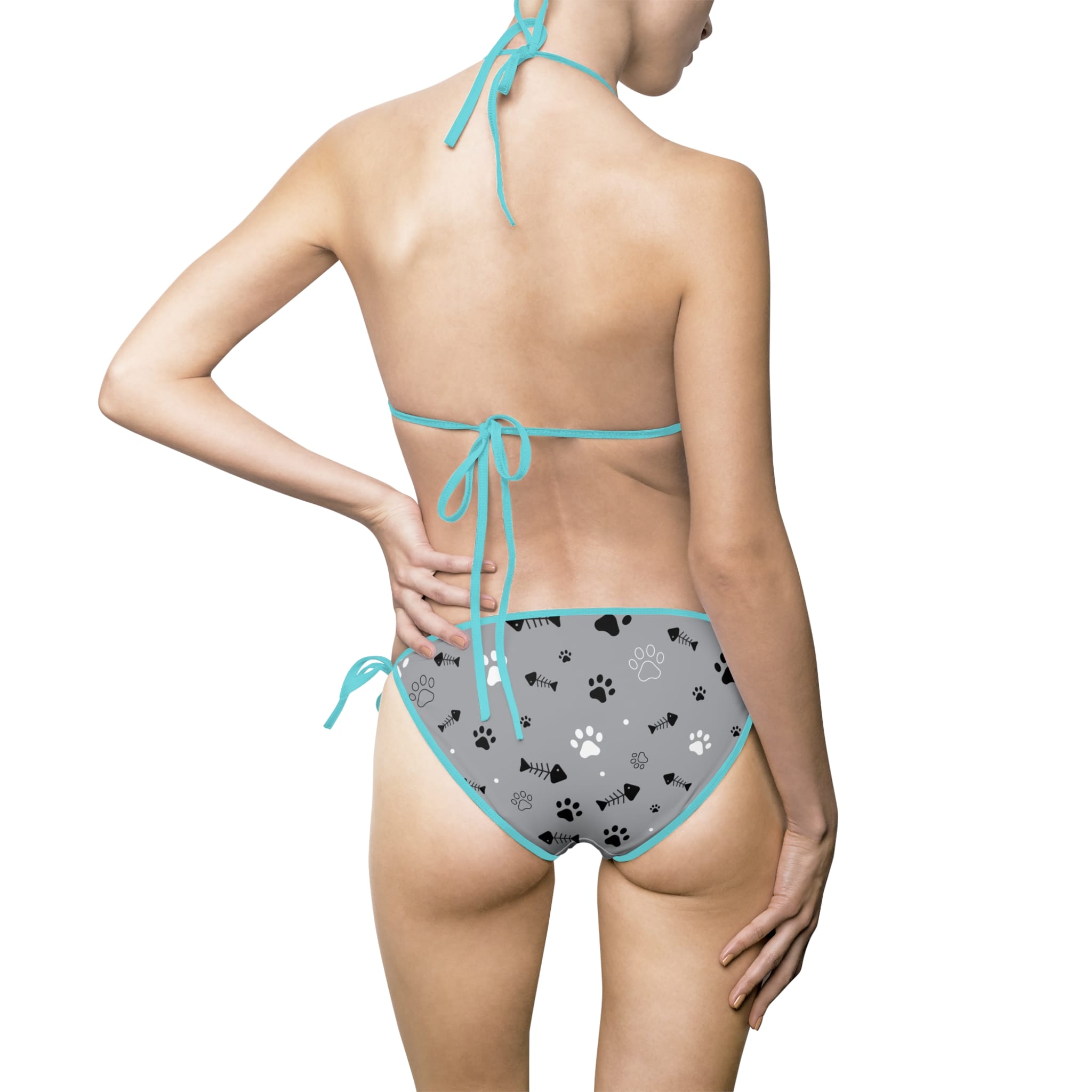 Floral Dots Bikini — Grey Patterned Tie-Side Swimsuit - Image 18
