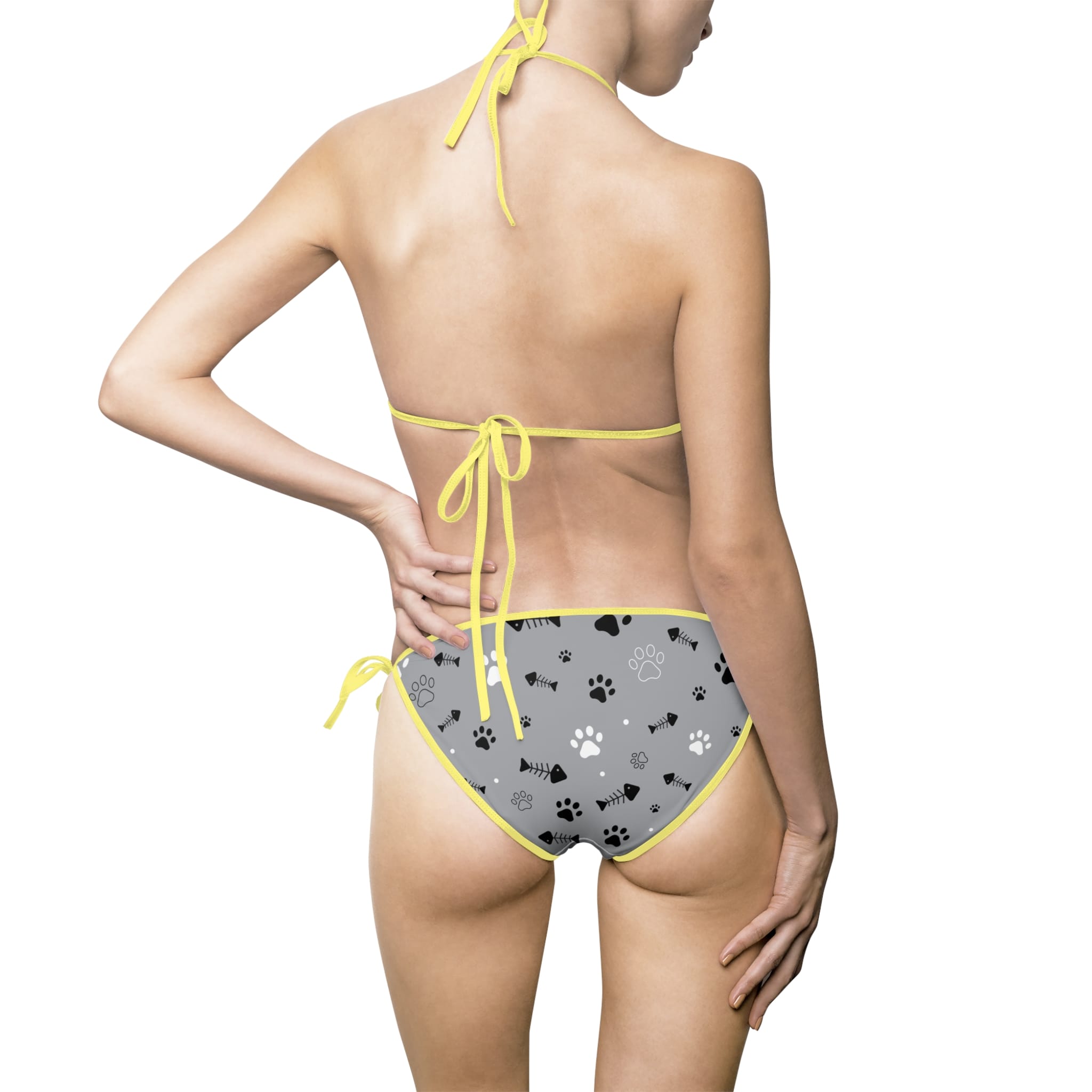 Floral Dots Bikini — Grey Patterned Tie-Side Swimsuit - Image 15