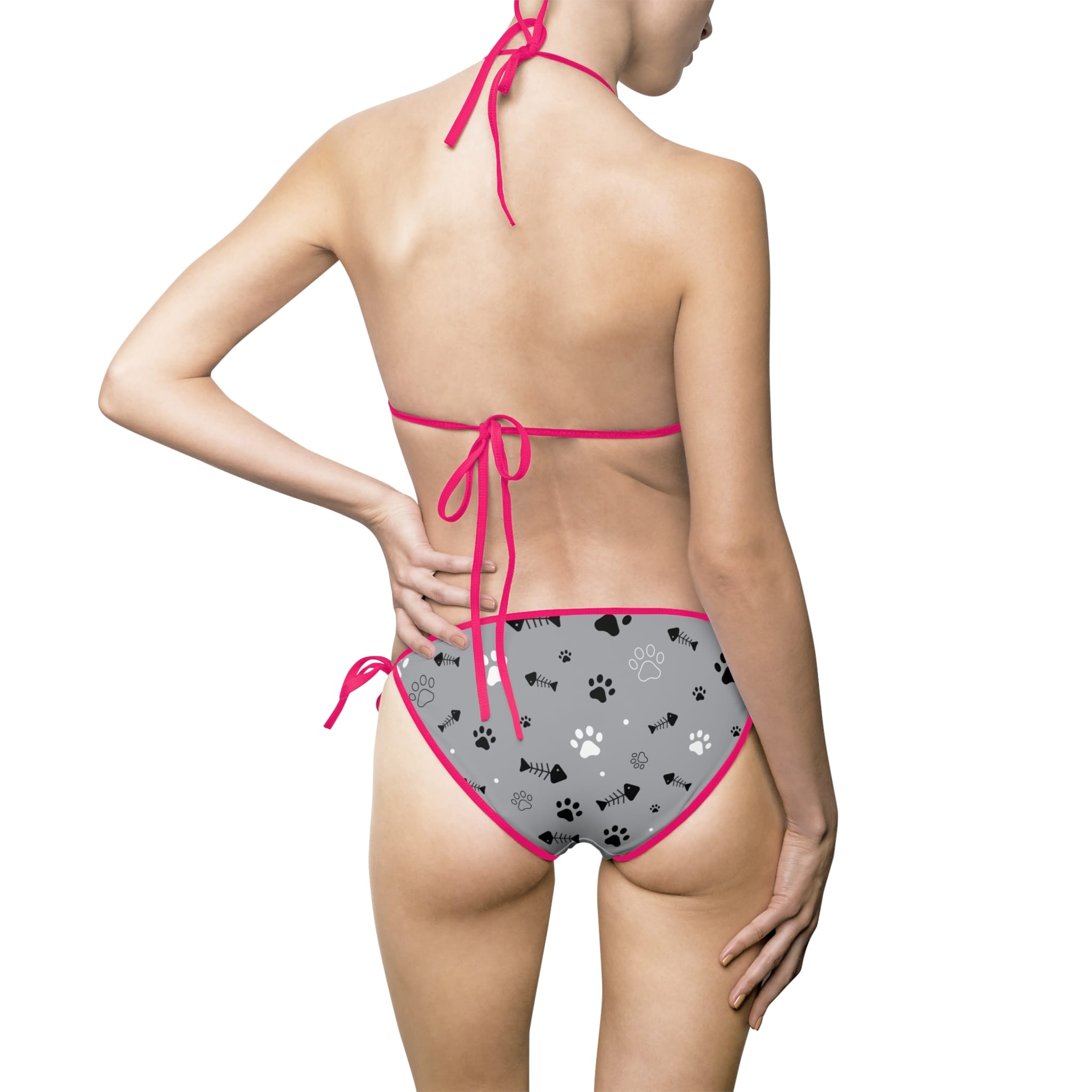 Floral Dots Bikini — Grey Patterned Tie-Side Swimsuit - Image 27