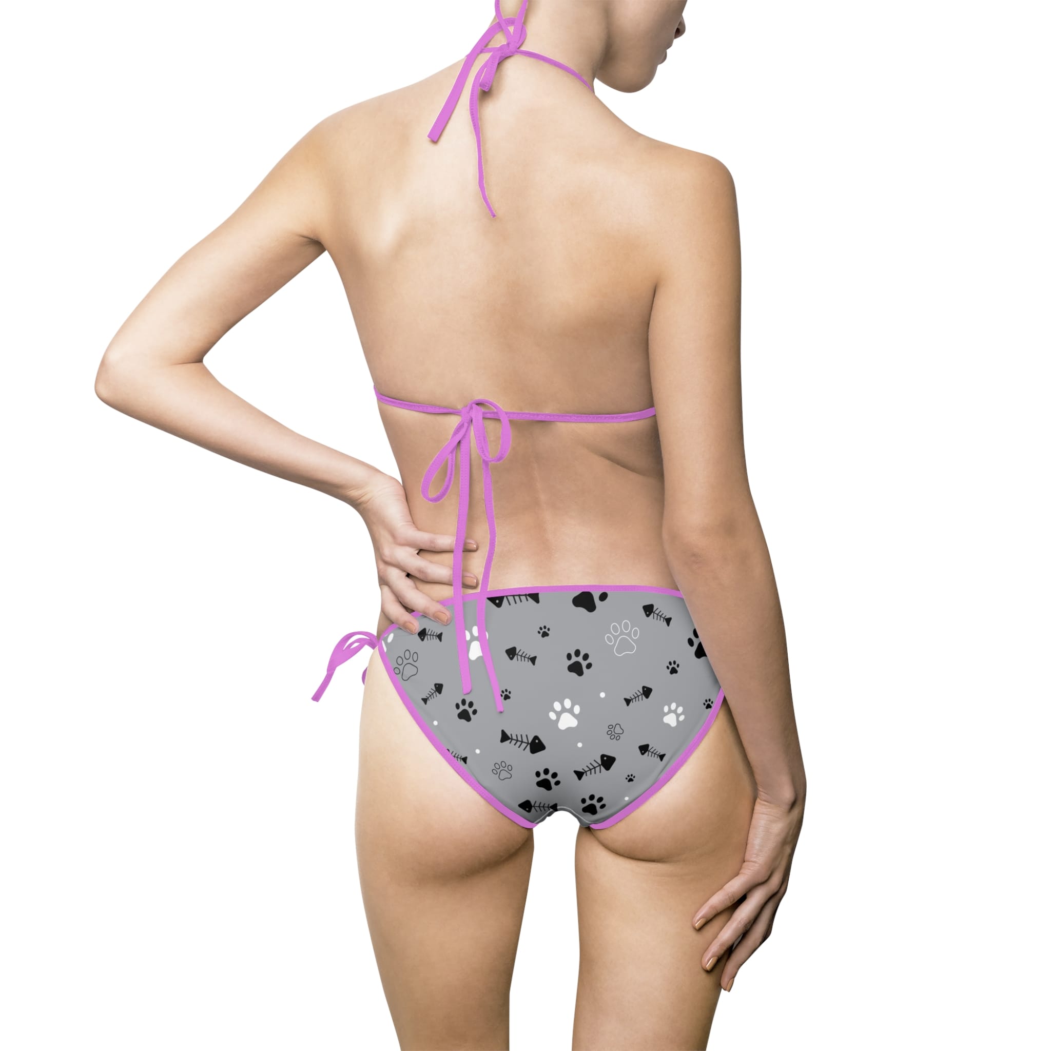 Floral Dots Bikini — Grey Patterned Tie-Side Swimsuit - Image 24